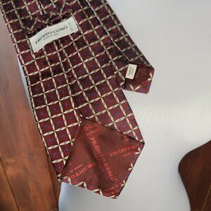 Pronto Uomo Mens Silk Italian Tie Designer Luxe Geometric Red Blue Gold Metallic